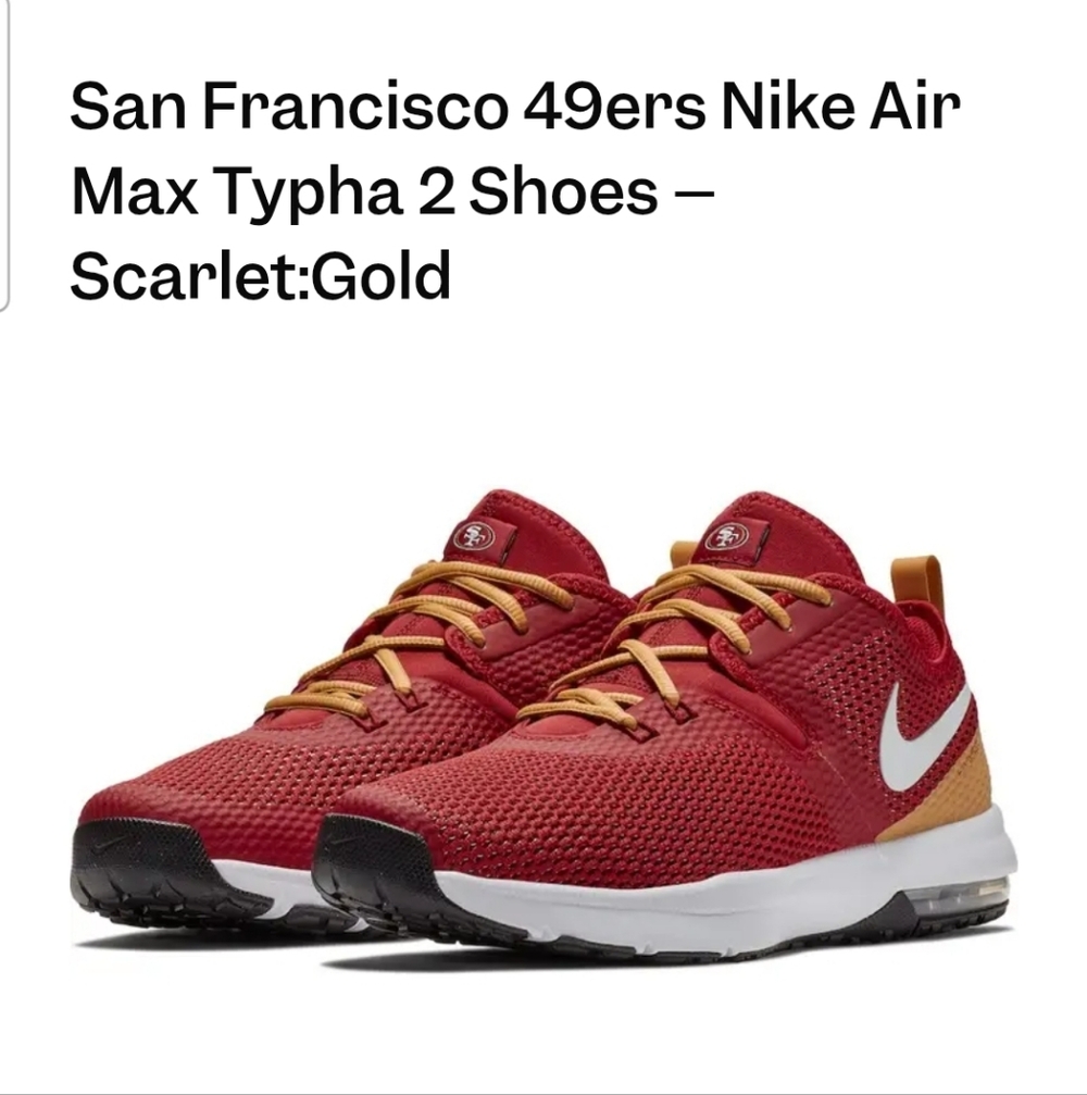 San Francisco 49ers Nike Air Max Typha 2 Shoes – Scarlet: Gold